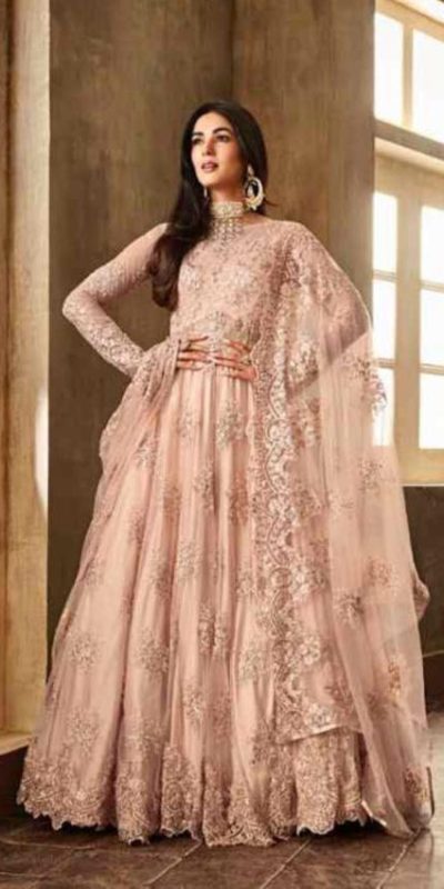 harmonious-peach-color-heavy-net-with-sequence-embroidery-suit