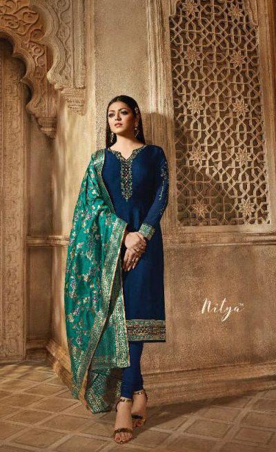 Blooming Royal Blue Color Heavy Georgette Salwar Suit With Banaras Dupatta