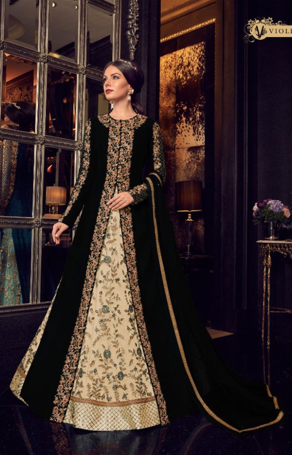 black-color-heavy-net-with-embroidery-work-anarkali-suit-with-designer-koti