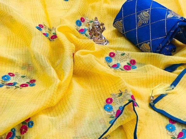 harmonious-yellow-color-saree-with-bangalore-silk-blouse
