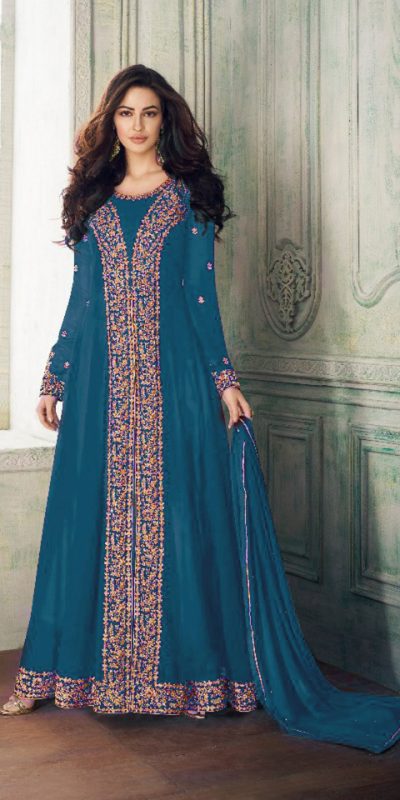 dashing-peacock-blue-color-heavy-georgette-embroidery-work-long-length-suit