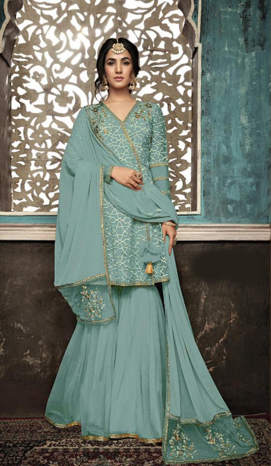 sky-blue-color-mono-soft-net-with-sequence-embroidery-cording-work-plazzo-suit