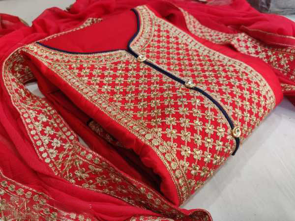 sculptured-red-color-pure-glace-cotton-embroidery-work-salwar-suit