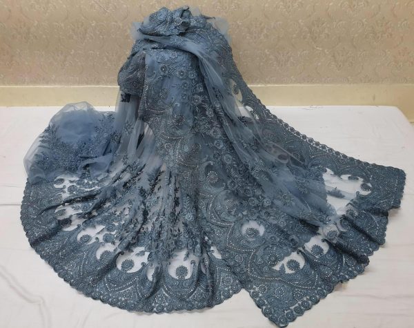 exotic-Stone Blue-color-heavy-mono-net-with-beautiful-stone-work-saree
