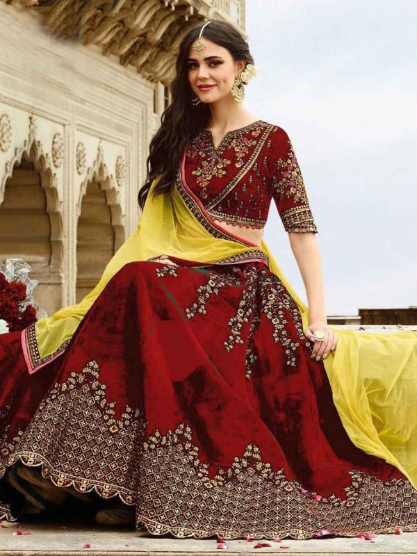 stunning-wedding-wear-red-color-heavy-velvet-lehenga-choli