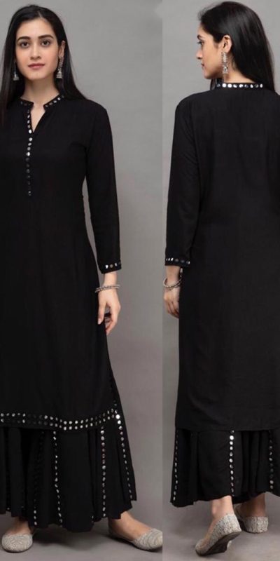 womens-daily-wear-black-color-heavy-rayon-kurti-with-plazzo