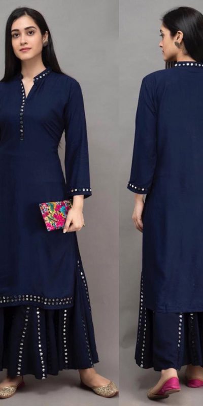 womens-daily-wear-navy-blue-color-heavy-rayon-kurti-with-plazzo
