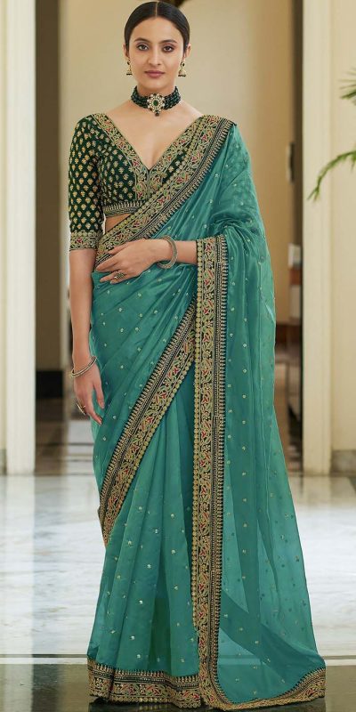 Traditional, Wedding Green color Crepe Silk, Silk fabric Saree : 1902071