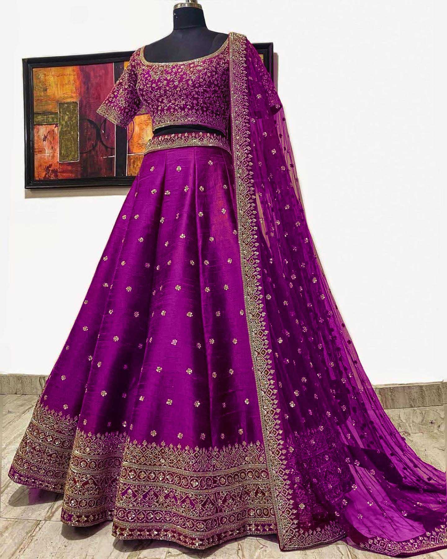 LG 396 Pink Lehenga :?Mulberry Silk Blouse : Mulberry Silk Embroidery Sequence Work?Dupatta : Georgette Wedding, Party, Festive @1899/- | Lehenga, Bollywood Lehenga, Creative Lehenga, Designer Lehenga, Embroidered Lehenga, Party Wear Lehenga