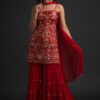 NSR 1301 Red Top : Georgette Work : Heavy Embroidery With Real Mirror Work Sharara : Georgette Wedding, Party, Festive, Events @1849/- | Casual Suits, Salwar suit, Creative suits, Designer Suits, Palazzo Suits, Party Wear Suits, Straight Suits