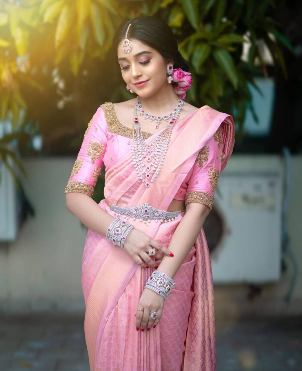 Rani Pink Color Silk Base Saree With Sequins Work-sgquangbinhtourist.com.vn