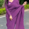 DF Pleated Violet Saree : Georgette Work : Pleating Work On All Over Saree Blouse : Heavy Georgette Party Wear, Festive @1799/- | Sarees, Bollywood Sarees, Creative Sarees, Designer Sarees, Embroidered Sarees, Party Wear Sarees
