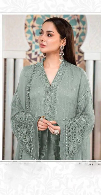 FC 1091 Grey Gown : Heavy Faux Georgette Work : Embroidery Work Casual, Wedding, Festive, Events Grey Color Gown @2049/- | Jump Suits, Salwar suit, Casual Suits, Creative suits, Designer Suits, Palazzo Suits, Party Wear Suits, Patiala Suits, Straight Suits