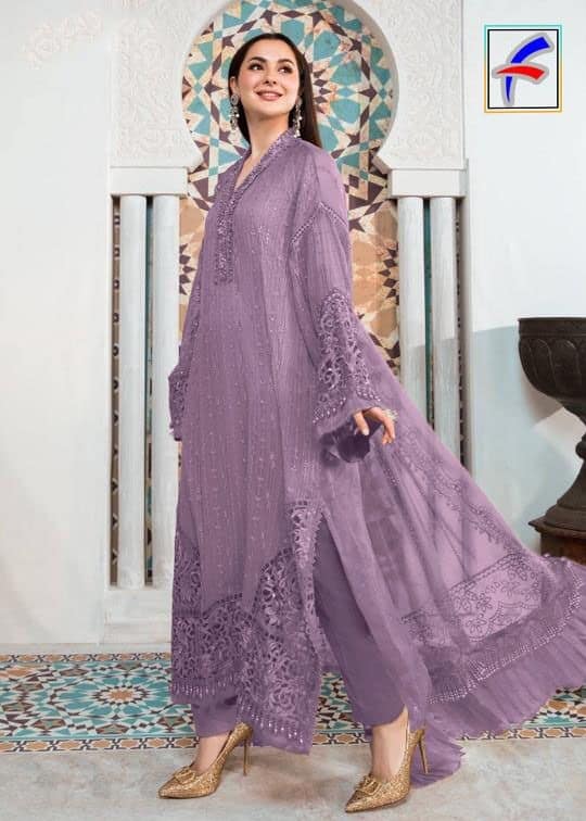 Designer Purple Color With Lace Border Party Wear Salwar Suit