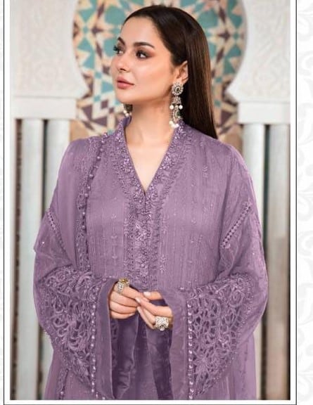 Best Latest Purple Color Net Designer Salwar Suit Online With A Price