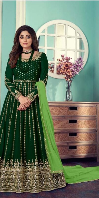 FC 8544 Green?Green Gown : Georgette?Work : Sequence Embroidery Work Casual, Wedding, Festive, Events, Designer Party Wear, Gown @2299/- | Gowns, Bollywood Gowns, Creative Gowns, Designer Gowns, Embroidered Gowns, Party Wear Gowns, Salwar suit, Casual Suits, Designer Suits