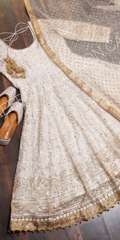 NSR 169 White Gown : Faux Georgette?Work : Heavy Embroidery Work Impressive White Color Casual, Wedding, Party, Festive, Events. @2399 | Anarkali Suits, Gowns, Bollywood Gowns, Creative Gowns, Designer Gowns, Embroidered Gowns, Party Wear Gowns