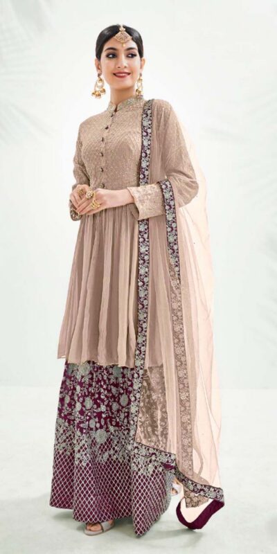 ?FC 1173 Brown Top : Georgette Work : Embroidery Work Dupatta : Heavy Net Inner : Santoon Wedding, Party, Festive, Events @2449 | Salwar suit, Creative suits, Designer Suits, Palazzo Suits, Party Wear Suits, Straight Suits