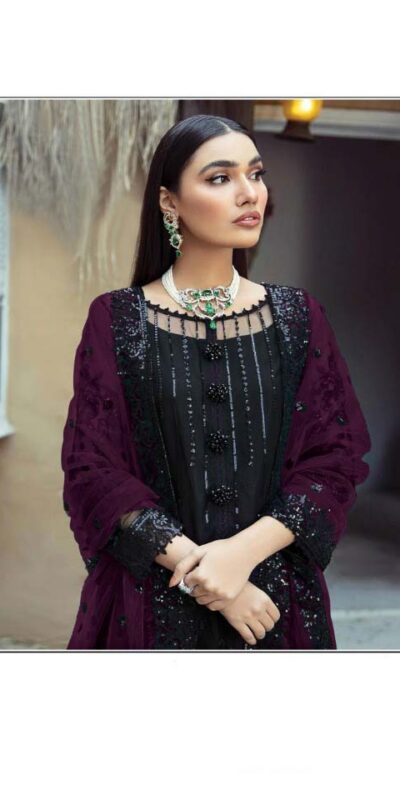 FC 1100 Black & Purple?Salwar Suit :?Heavy Faux Georgette Work : Multi Thread & Sequence Embroidery Work Wedding, Festive, Events @2149/- | Gowns, Bollywood Gowns, Creative Gowns, Designer Gowns, Embroidered Gowns, Party Wear Gowns, Salwar suit, Casual Suits, Designer Suits