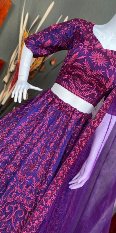 LG 536 Purple Color Lehenga : Soft Tafeta Silk Blouse : Tafeta Silk Work : Embroidery Work Traditional Wear, Festive, Wedding, Events @2399/- | Lehenga, Bollywood Lehenga, Creative Lehenga, Designer Lehenga, Embroidered Lehenga, Party Wear Lehenga