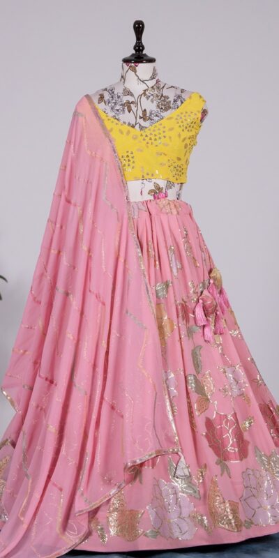 LNB1718 Pink Color Lehenga : Georgette Blouse : Georgette Work : Thread And Sequence Embroidered Work Traditional Wear, Festive, Wedding, Events @3199/- | Lehenga, Bollywood Lehenga, Creative Lehenga, Designer Lehenga, Embroidered Lehenga, Party Wear Lehenga