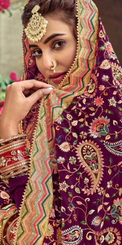 ?FC 1207 Purple Top : Georgette Work : Embroidery Work Dupatta : Georgette Inner : Santoon Wedding, Party, Festive, Events @2199 | Salwar suit, Creative suits, Designer Suits, Palazzo Suits, Party Wear Suits, Straight Suits