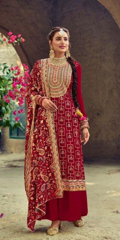 ??FC 1207 Red Top : Georgette Work : Embroidery Work Dupatta : Georgette Inner : Santoon Wedding, Party, Festive, Events @2199 | Salwar suit, Creative suits, Designer Suits, Palazzo Suits, Party Wear Suits, Straight Suits