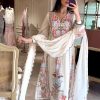 Awesome White Color Georgette Embroidery Work Salwar Suit