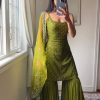 Beautiful Green Color Embroidery With Sequence Work Sharara