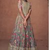 Attractive Grey Color Organza Silk With Embroidery And Sequins Work Anarkali Suit