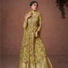 Attractive Green Color Organza Silk With Embroidery And Sequins Work Anarkali Suit