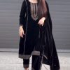 Majestic Black Color Heavy Viscose Velvet With Embroidery Sequence Work Salwar Suit