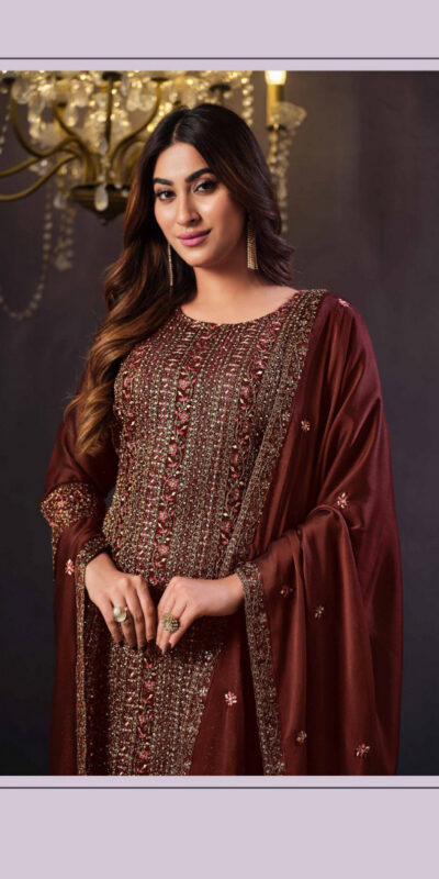 FC Vipul 5281 Brown Heavy rangoli with coding sequence Embroidery Work salwar suit Casual, Wedding, Festive, Events Etc. @2599 | Salwar suit, Casual Suits, Creative suits, Designer Suits, Party Wear Suits, Straight Suits