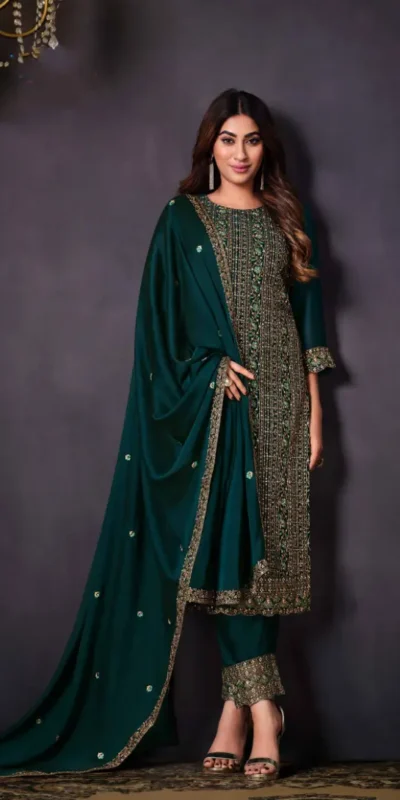 FC Vipul 5281 Green Heavy rangoli with coding sequence Embroidery Work salwar suit Casual, Wedding, Festive, Events Etc. @2599 | Salwar suit, Casual Suits, Creative suits, Designer Suits, Party Wear Suits, Straight Suits