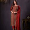 Awesome Red Heavy Rangoli With Coding Sequence Embroidery Work Salwar Suit