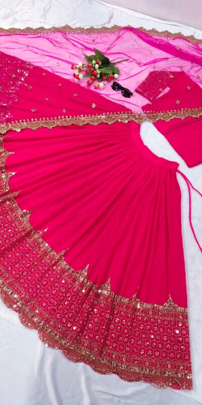 ZSR-3047 Red Color Lehenga : Georgette Blouse : Georgette Work : Thread And Sequence Embroidered Work Traditional Wear, Festive, Wedding, Events @1999/- | Lehenga, Bollywood Lehenga, Creative Lehenga, Designer Lehenga, Embroidered Lehenga, Party Wear Lehenga