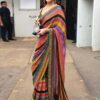 Gorgeous Alia Bhatt In Sabyasachi Multi Color Designer Party Wear Saree