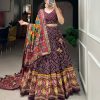 Angelic Wine Color Tussar Silk With Heavy Tassels patola printed  Lehenga Choli