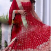 Dreamlike Red Color Georgette With Heavy Embroidery Sequence Work with Attached Pad Gown