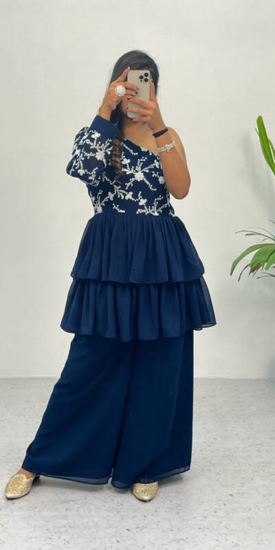 RC 263 Blue Heavy Georgette Embroidery Sequence Work Plazzo Suit Casual, Wedding, Party, Festive, Events Etc. Expected Delivery  4-6 Working Days @1749 | Salwar suit, Casual Suits, Creative suits, Designer Suits, Palazzo Suits, Party Wear Suits, Straight Suits