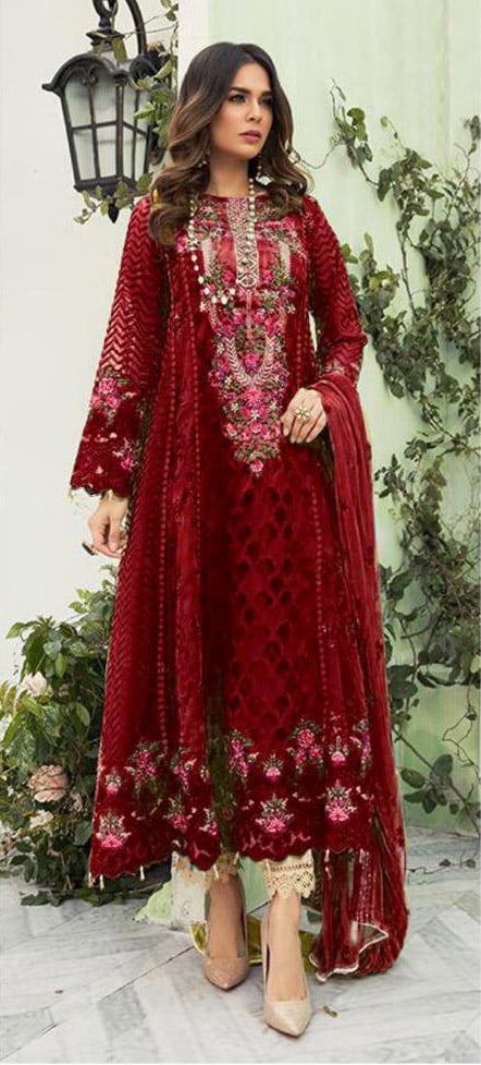 Red Plain Ladies Designer Gown, Half Sleeves at Rs 1500 in Dehradun | ID:  22883476130