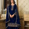 Adorable Blue Color Georgette Embroidery Sequence Work Sharara Suit