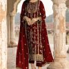 Alluring Maroon Color Georgette Embroidered Sequence Work Salwar Suit