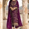 Alluring Purple Color Georgette Embroidered Sequence Work Salwar Suit