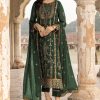 Alluring Stone Green Color Georgette Embroidered Sequence Work Salwar Suit