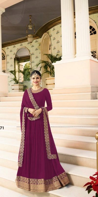 Angel Purple Color Georgette Embroidery work Anarkali Suit