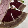 Attractive Maroon Color Georgette Embroidery Sharara Suit