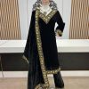 Aurora Black Color Velvet Heavy Embroidery Work Salwar Suit