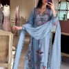 Awesome Blue Color Georgette Embroidery Work Salwar Suit