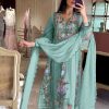 Awesome Peacock Blue Color Georgette Embroidery Work Salwar Suit